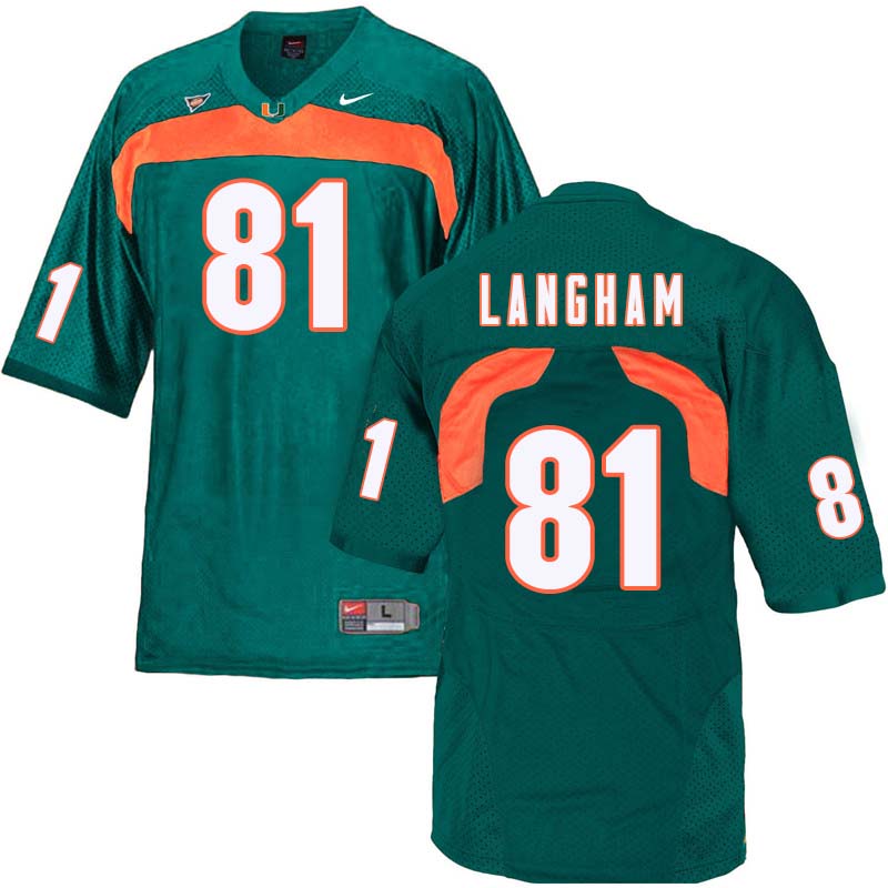 Nike Miami Hurricanes #81 Darrell Langham College Football Jerseys Sale-Green